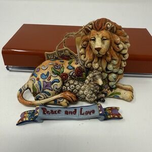 Jim Shore 2006 Heartwood Creek Lion And Lamb Peace and Love Ornament w/ Tags